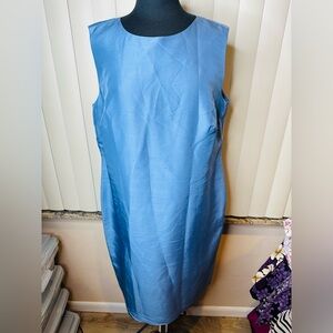 Miller Shor Elegant Blue Sleeveless 100% Silk Dress Size 16